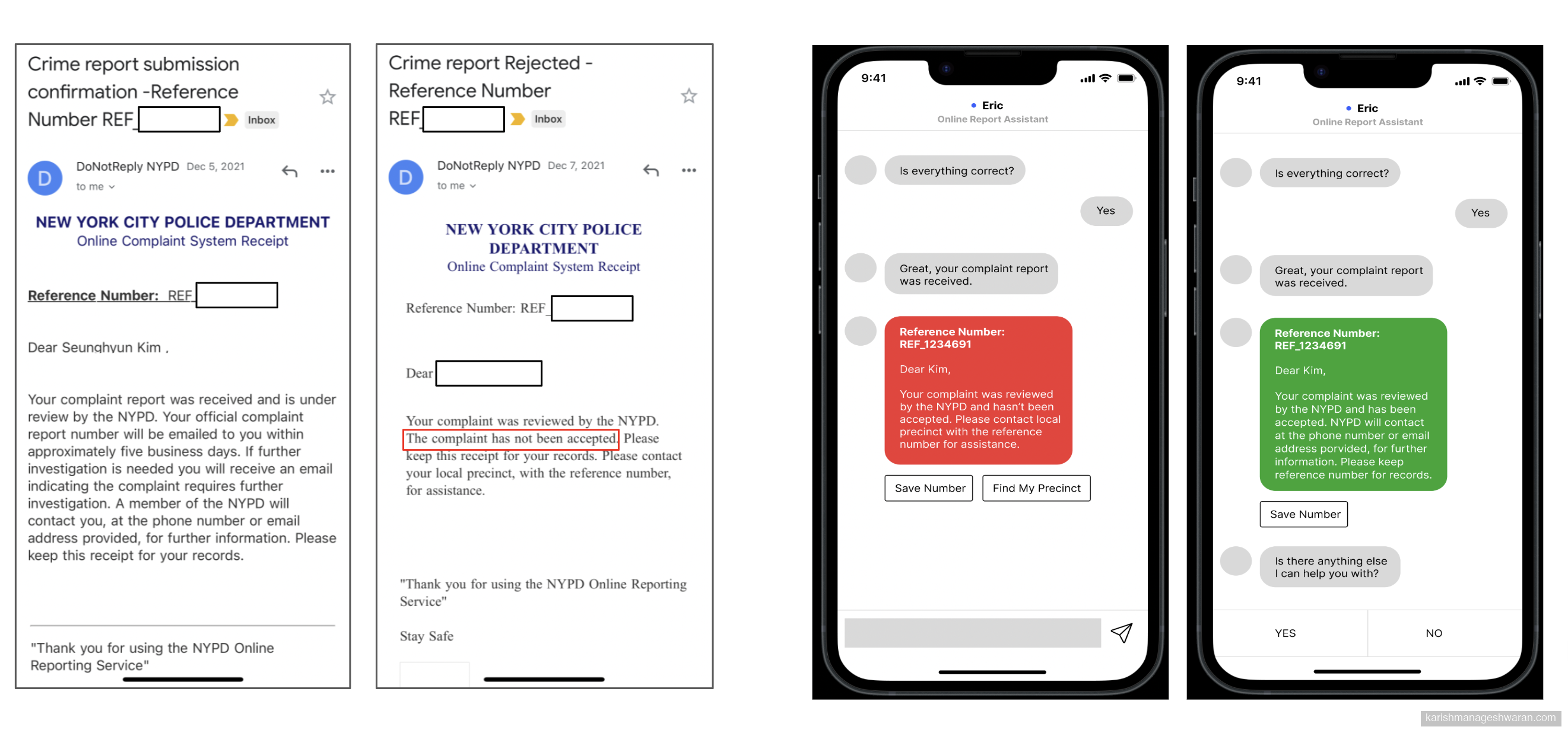 Outcome response: NYPD site vs. chatbot